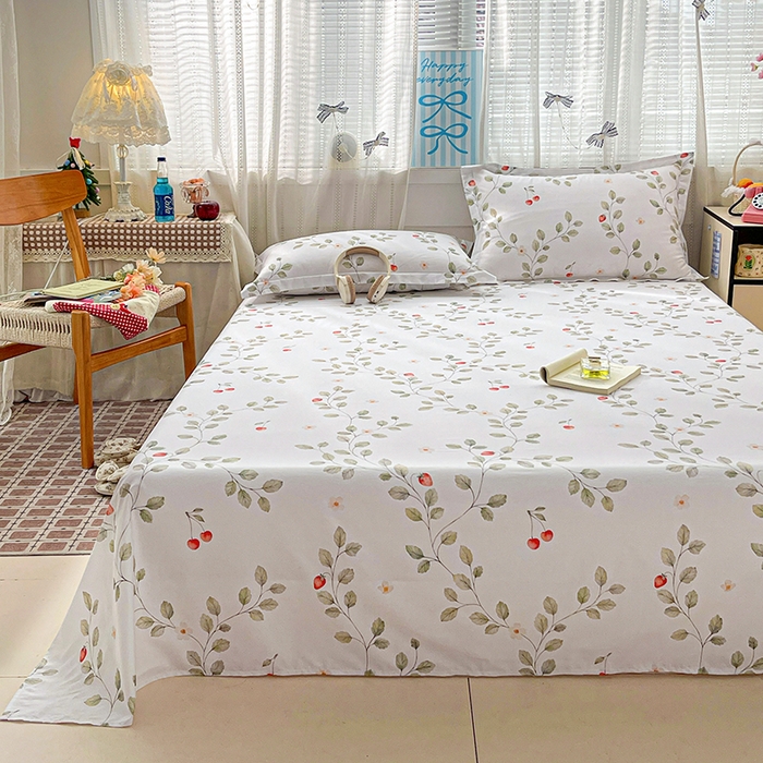 91家纺网 家纺一手货源 找家纺 大柏树 2026新款全棉纯棉13376印花单床单单品床单床单单件 花自红-绿