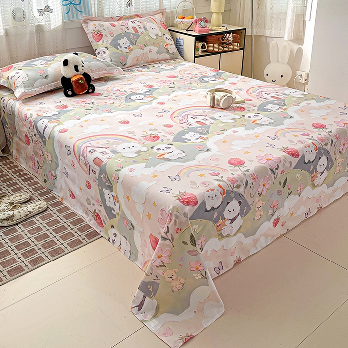 91家纺网 家纺一手货源 找家纺 大柏树 2026新款全棉纯棉13376印花单床单单品床单床单单件 花间小熊