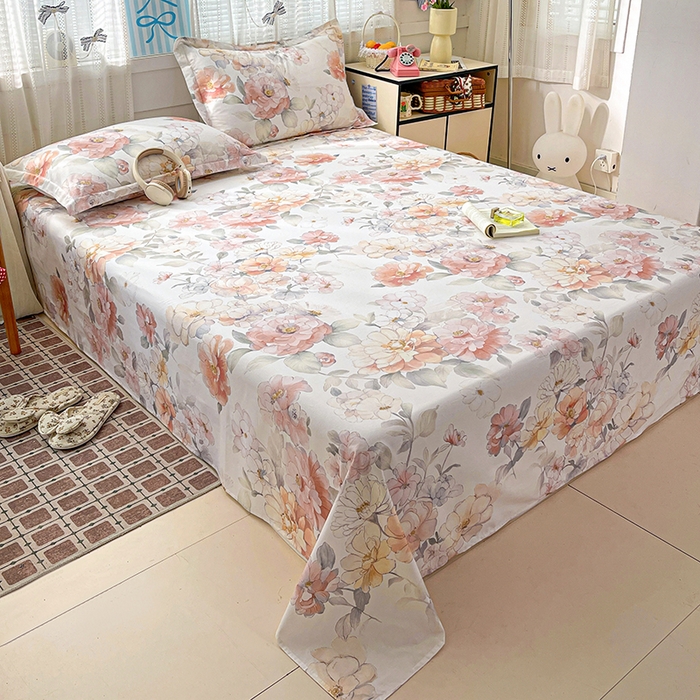 大柏树 2026新款全棉纯棉13376印花单床单单品床单床单单件 云纱粉