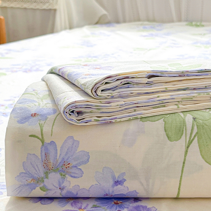 91家纺网 家纺一手货源 找家纺 大柏树 2026新款全棉纯棉13376印花单床单单品床单床单单件 花织梦紫