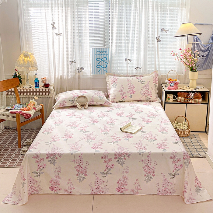 大柏树 2026新款全棉纯棉13376印花单床单单品床单床单单件 花织梦粉