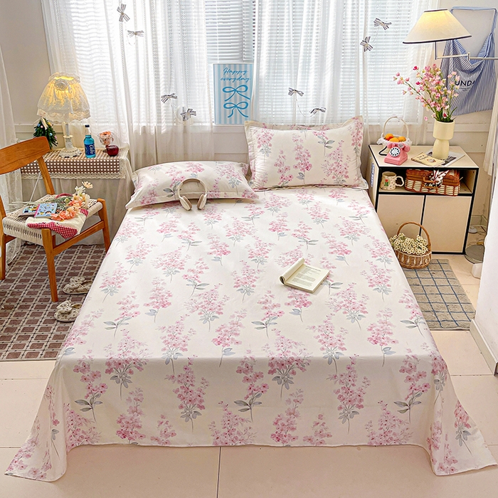 91家纺网 家纺一手货源 找家纺 大柏树 2026新款全棉纯棉13376印花单床单单品床单床单单件 花织梦粉