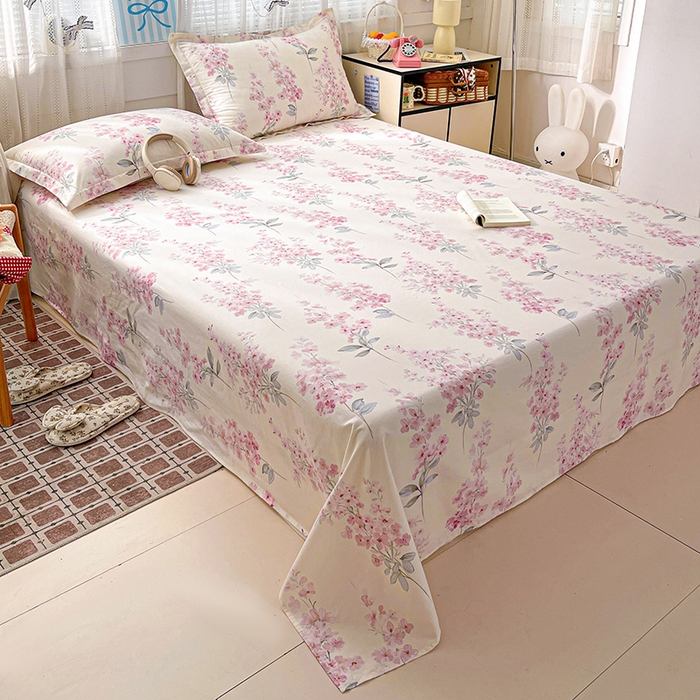 91家纺网 家纺一手货源 找家纺 大柏树 2026新款全棉纯棉13376印花单床单单品床单床单单件 花织梦粉