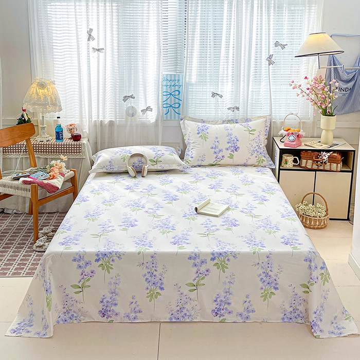 大柏树 2026新款全棉纯棉13376印花单床单单品床单床单单件 花织梦紫