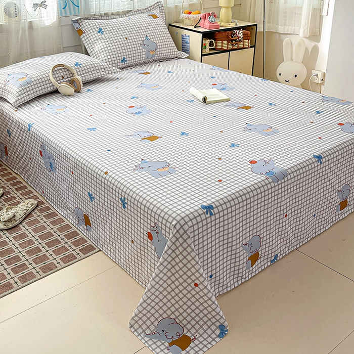 91家纺网 家纺一手货源 找家纺 大柏树 2026新款全棉纯棉13376印花单床单单品床单床单单件 活力小象