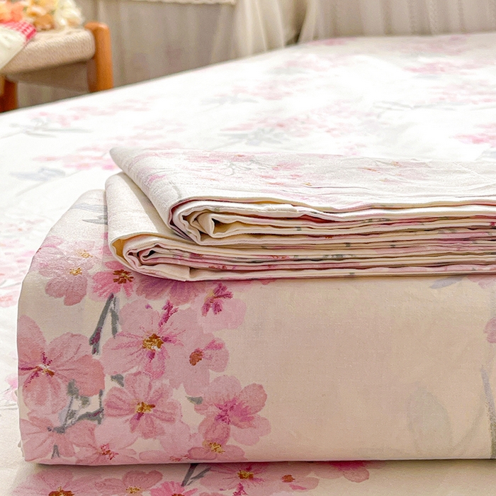 91家纺网 家纺一手货源 找家纺 大柏树 2026新款全棉纯棉13376印花单床单单品床单床单单件 花织梦粉