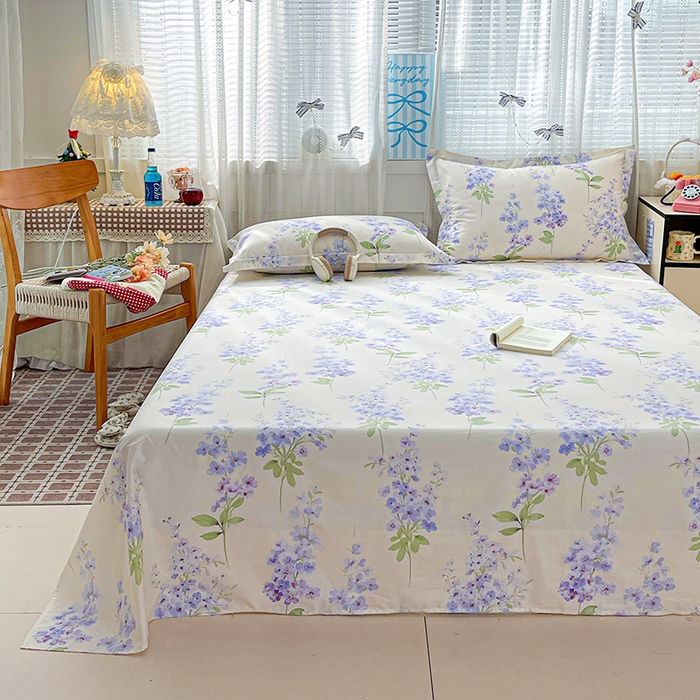 91家纺网 家纺一手货源 找家纺 大柏树 2026新款全棉纯棉13376印花单床单单品床单床单单件 花织梦紫