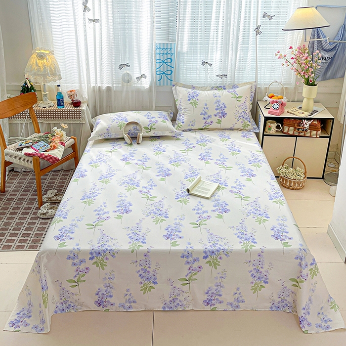 91家纺网 家纺一手货源 找家纺 大柏树 2026新款全棉纯棉13376印花单床单单品床单床单单件 花织梦紫