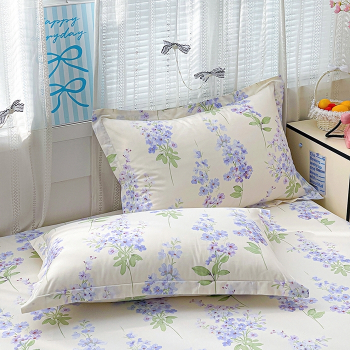 91家纺网 家纺一手货源 找家纺 大柏树 2026新款全棉纯棉13376印花单床单单品床单床单单件 花织梦紫