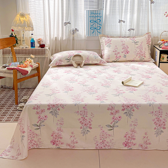 91家纺网 家纺一手货源 找家纺 大柏树 2026新款全棉纯棉13376印花单床单单品床单床单单件 花织梦粉