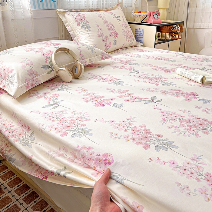 91家纺网 家纺一手货源 找家纺 大柏树 2026新款全棉纯棉13376印花单床单单品床单床单单件 花织梦粉