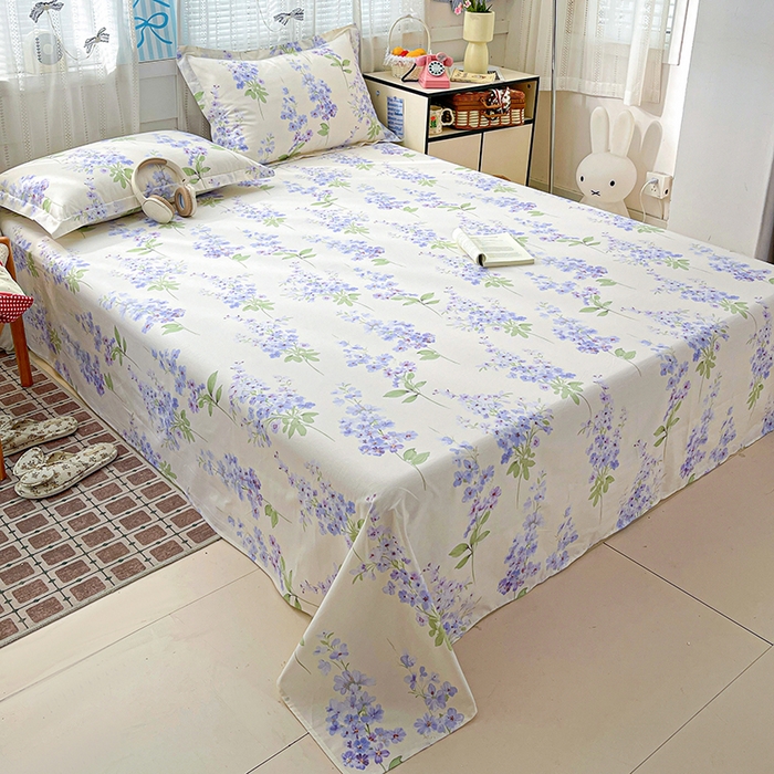 91家纺网 家纺一手货源 找家纺 大柏树 2026新款全棉纯棉13376印花单床单单品床单床单单件 花织梦紫