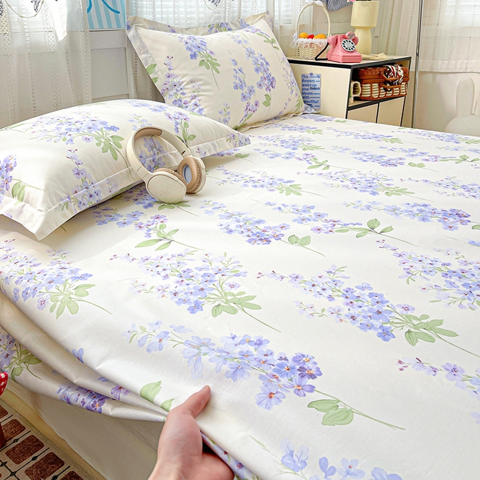 91家纺网 家纺一手货源 找家纺 大柏树 2026新款全棉纯棉13376印花单床单单品床单床单单件 花织梦紫