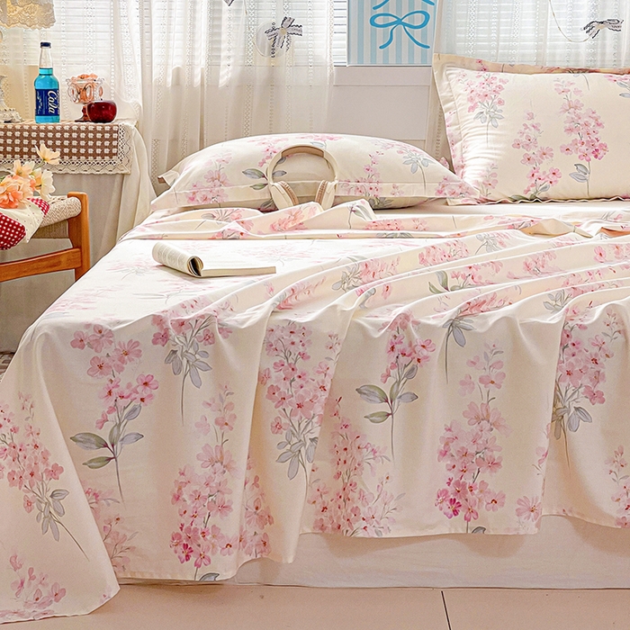 91家纺网 家纺一手货源 找家纺 大柏树 2026新款全棉纯棉13376印花单床单单品床单床单单件 花织梦粉