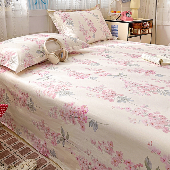 91家纺网 家纺一手货源 找家纺 大柏树 2026新款全棉纯棉13376印花单床单单品床单床单单件 花织梦粉