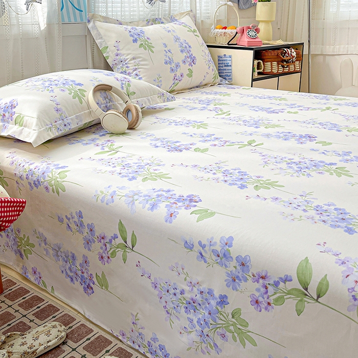 91家纺网 家纺一手货源 找家纺 大柏树 2026新款全棉纯棉13376印花单床单单品床单床单单件 花织梦紫