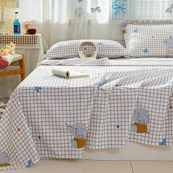 91家纺网 家纺一手货源 找家纺 大柏树 2026新款全棉纯棉13376印花单床单单品床单床单单件 活力小象