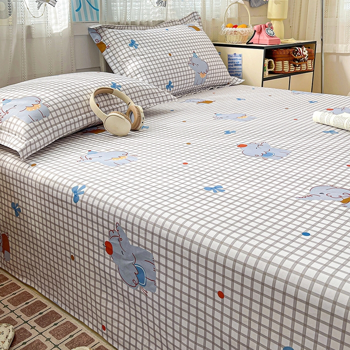 91家纺网 家纺一手货源 找家纺 大柏树 2026新款全棉纯棉13376印花单床单单品床单床单单件 活力小象