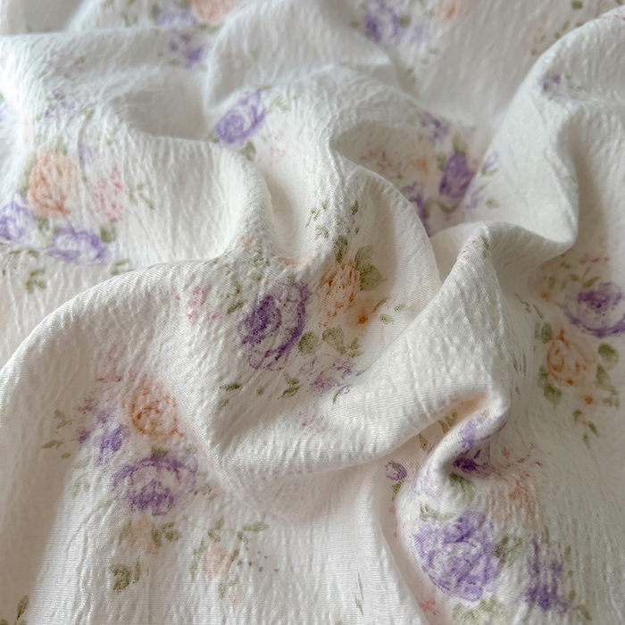 91家纺网 家纺一手货源 找家纺 睡美美家纺 2026新款皱皱纱肤感花边四件套 紫风铃