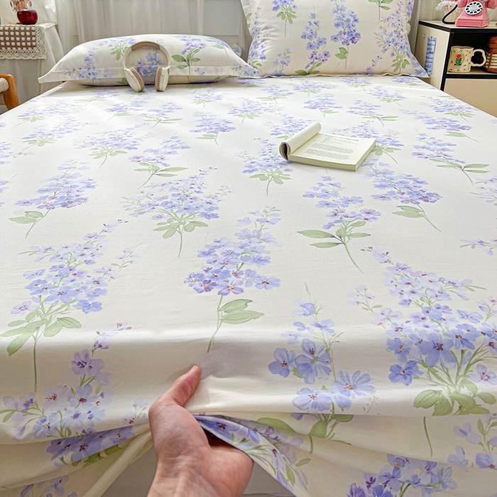 91家纺网 家纺一手货源 找家纺 大柏树 2026新款全棉纯棉13376印花单床单单品床单床单单件 花织梦紫