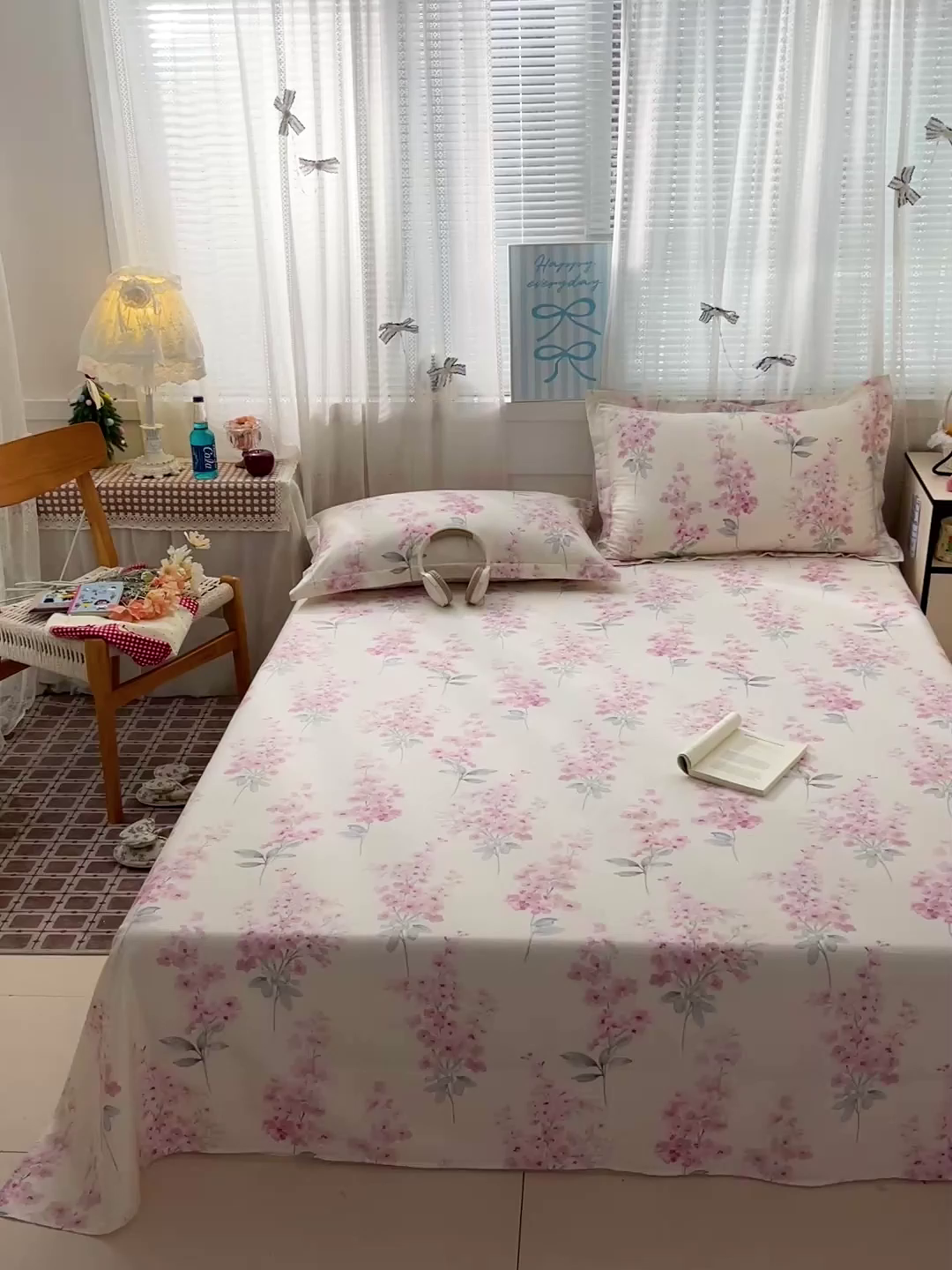 91家纺网 家纺一手货源 找家纺 大柏树 2026新款全棉纯棉13376印花单床单单品床单床单单件 花织梦粉