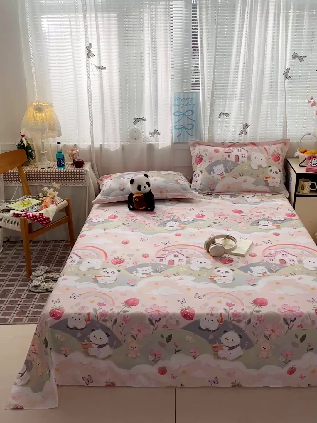 91家纺网 家纺一手货源 找家纺 大柏树 2026新款全棉纯棉13376印花单床单单品床单床单单件 花间小熊