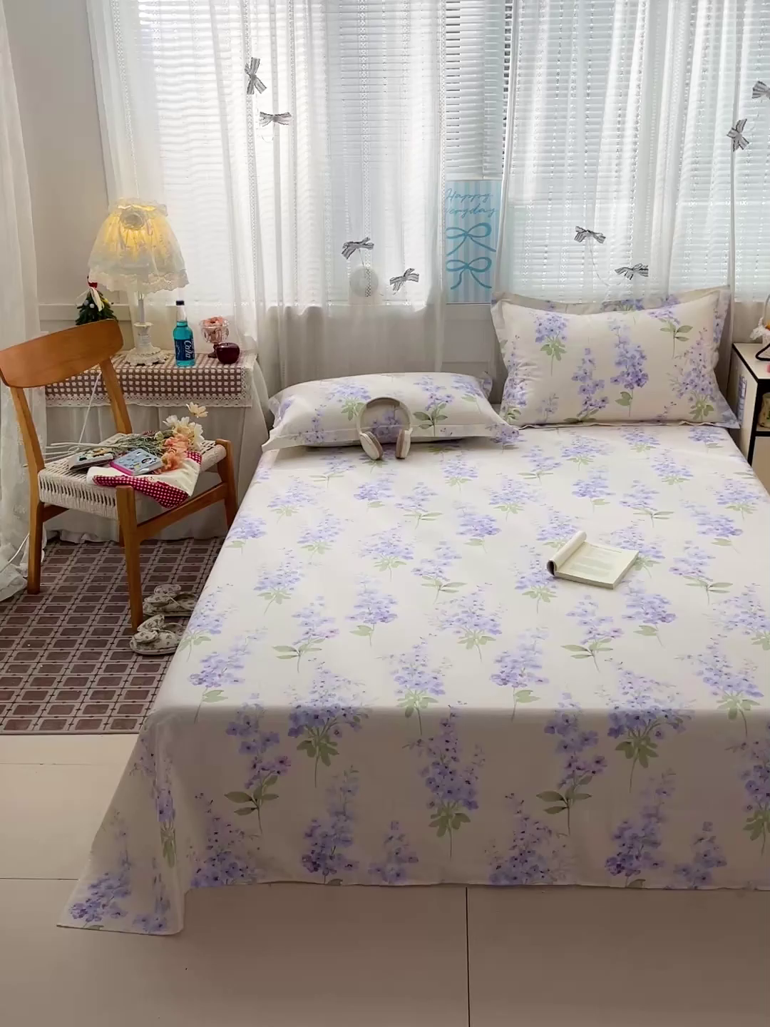 91家纺网 家纺一手货源 找家纺 大柏树 2026新款全棉纯棉13376印花单床单单品床单床单单件 花织梦紫