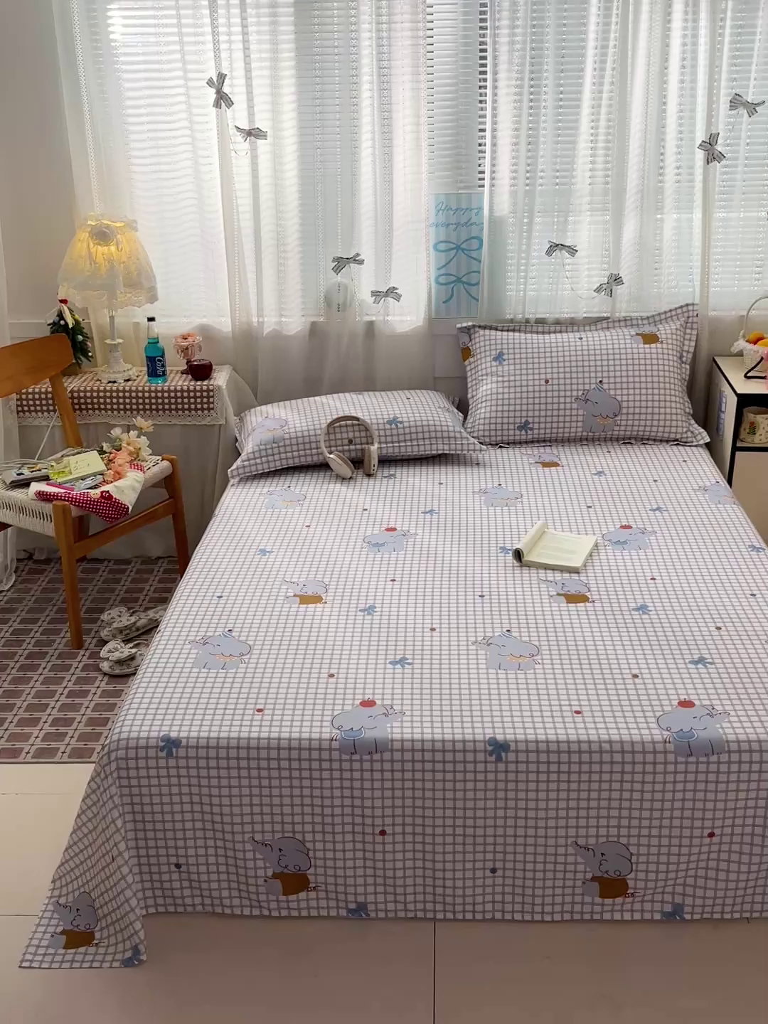 91家纺网 家纺一手货源 找家纺 大柏树 2026新款全棉纯棉13376印花单床单单品床单床单单件 活力小象