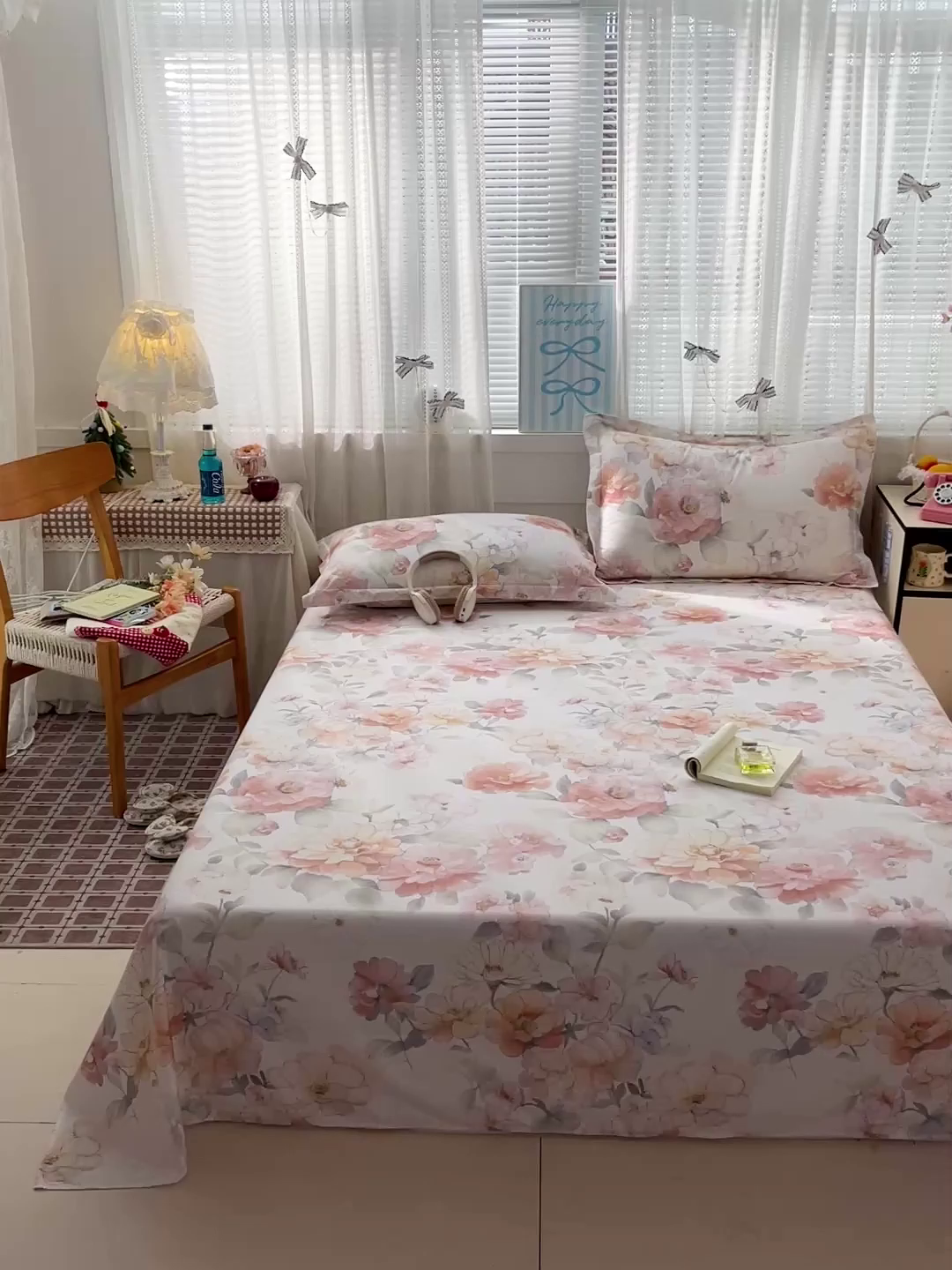 91家纺网 家纺一手货源 找家纺 大柏树 2026新款全棉纯棉13376印花单床单单品床单床单单件 云纱粉