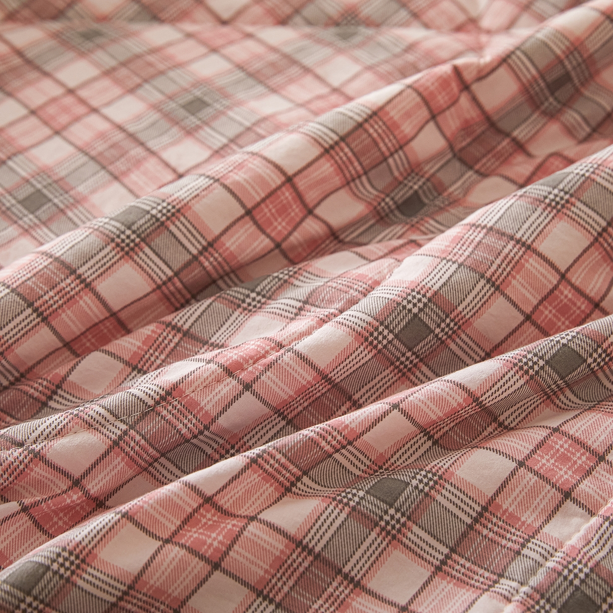 91家纺网 家纺一手货源 找家纺 寐眠 2026新款水洗棉花夏被夏凉被空调被 烟粉撞格