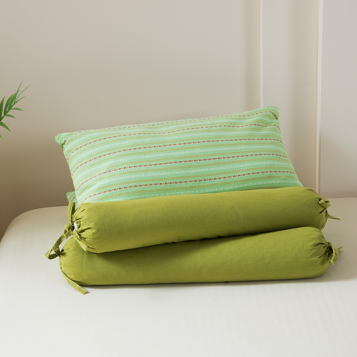 莉迪娅 2026新款全棉立体条纹荞麦枕枕头枕芯 条纹黄