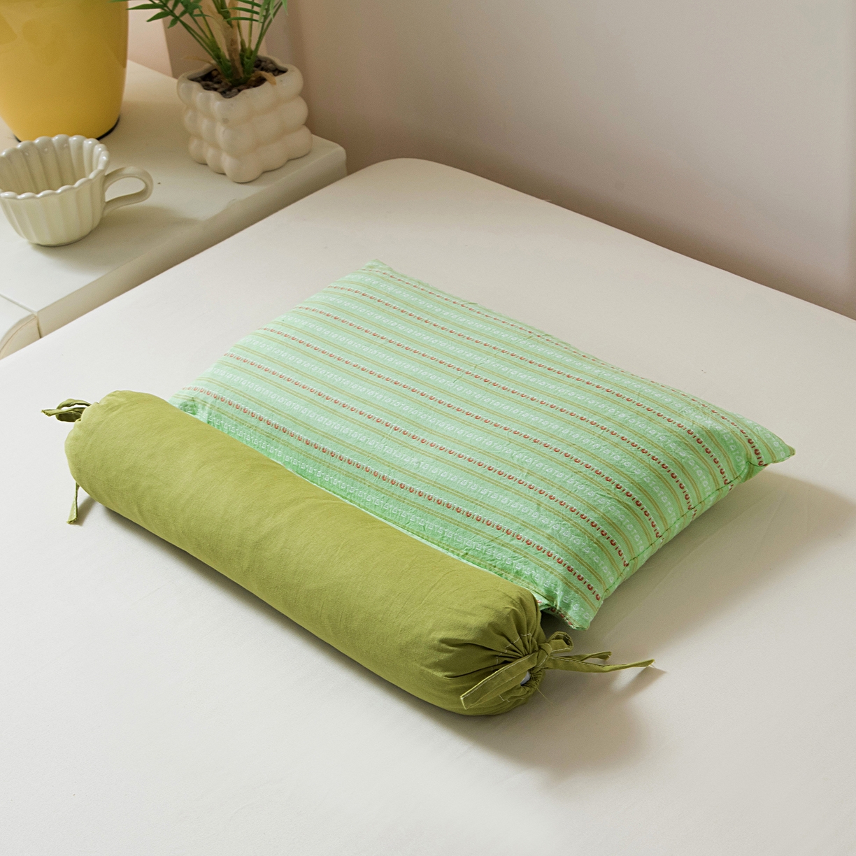 91家纺网 家纺一手货源 找家纺 莉迪娅 2026新款全棉立体条纹荞麦枕枕头枕芯 条纹黄