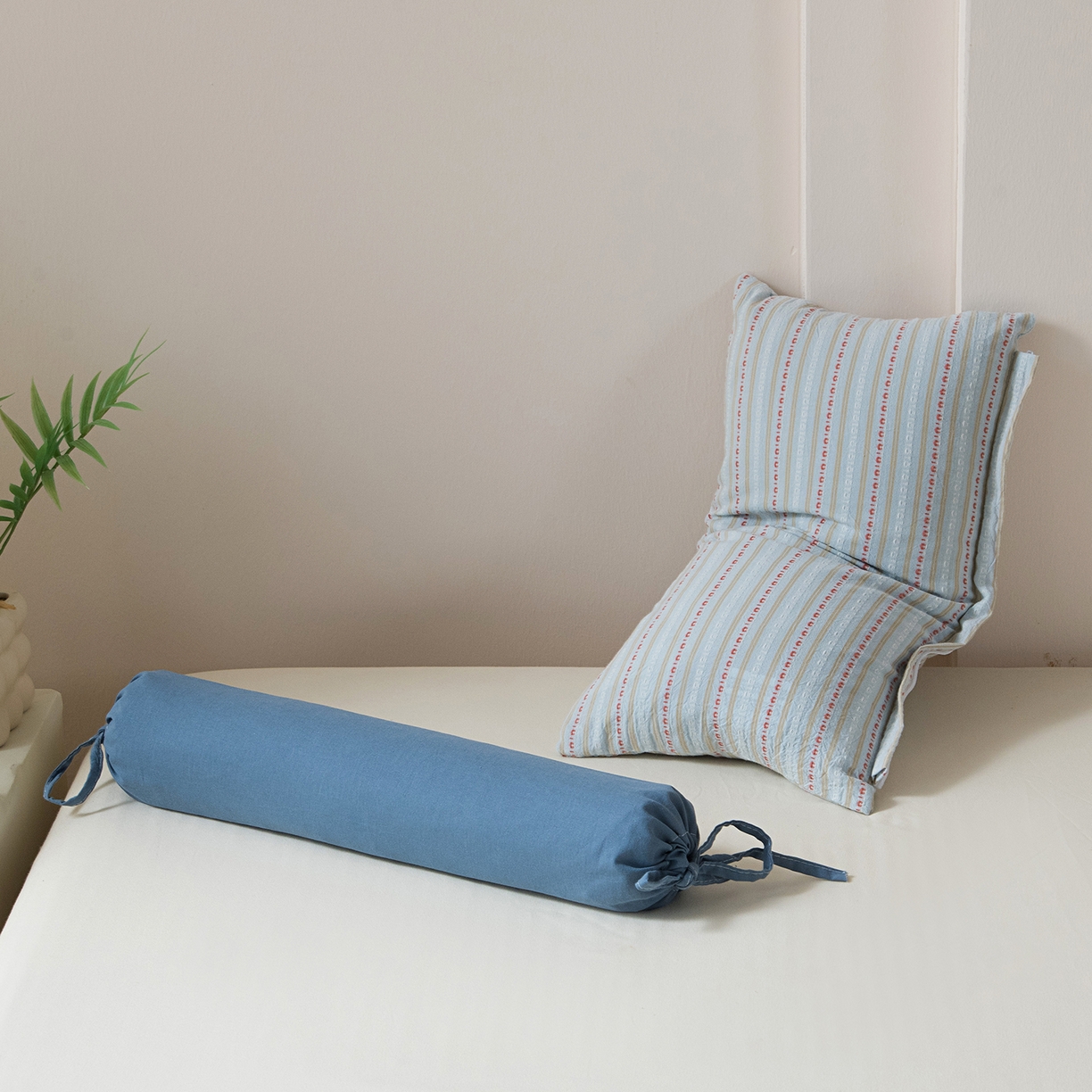 91家纺网 家纺一手货源 找家纺 莉迪娅 2026新款全棉立体条纹荞麦枕枕头枕芯 条纹蓝