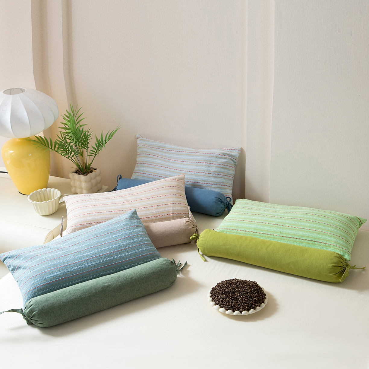 莉迪娅 2026新款全棉立体条纹荞麦枕枕头枕芯 组合图