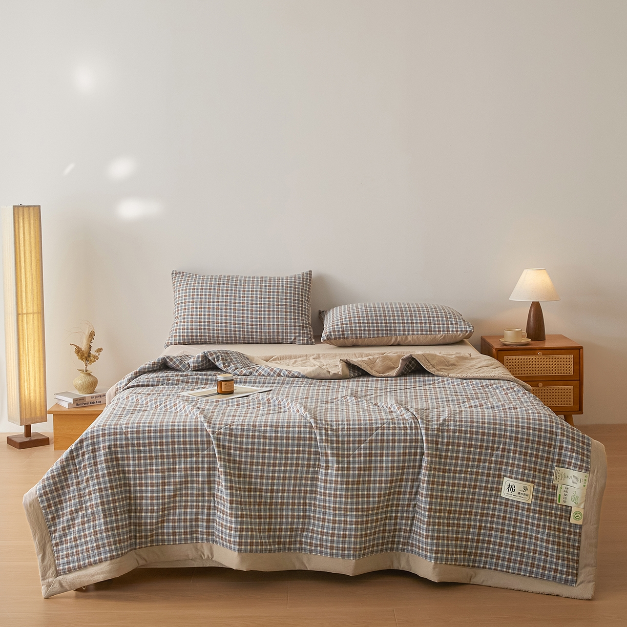 91家纺网 家纺一手货源 找家纺 寐眠 2026新款水洗棉花夏被夏凉被空调被 亚麻蓝调