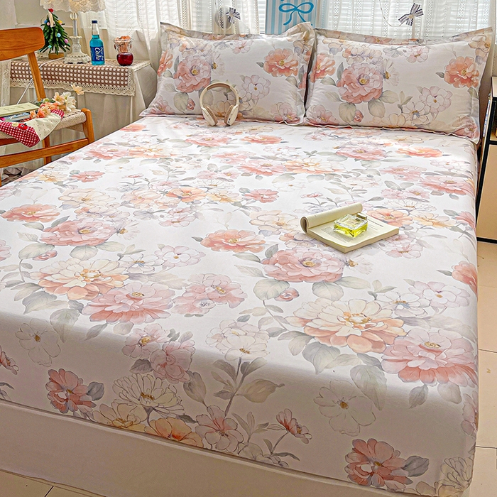 91家纺网 家纺一手货源 找家纺 大柏树 2026新款全棉纯棉13376印花单床笠单品床笠床笠单件 云纱粉