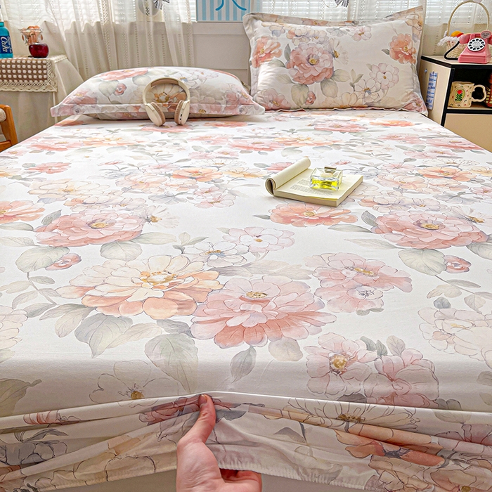 91家纺网 家纺一手货源 找家纺 大柏树 2026新款全棉纯棉13376印花单床笠单品床笠床笠单件 云纱粉