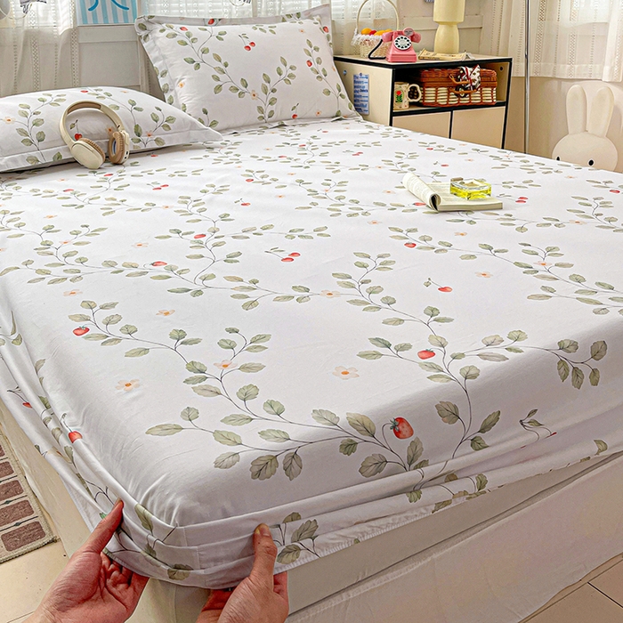 91家纺网 家纺一手货源 找家纺 大柏树 2026新款全棉纯棉13376印花单床笠单品床笠床笠单件 花自红-绿