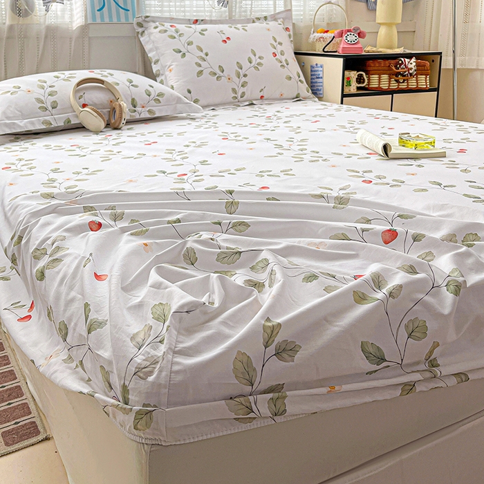 91家纺网 家纺一手货源 找家纺 大柏树 2026新款全棉纯棉13376印花单床笠单品床笠床笠单件 花自红-绿