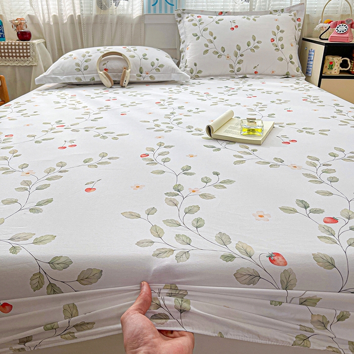 91家纺网 家纺一手货源 找家纺 大柏树 2026新款全棉纯棉13376印花单床笠单品床笠床笠单件 花自红-绿