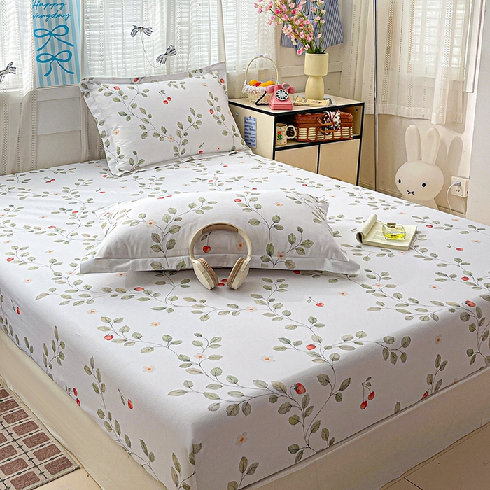 91家纺网 家纺一手货源 找家纺 大柏树 2026新款全棉纯棉13376印花单床笠单品床笠床笠单件 花自红-绿