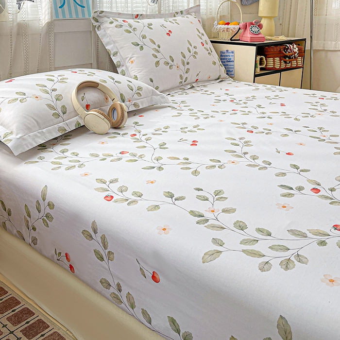 91家纺网 家纺一手货源 找家纺 大柏树 2026新款全棉纯棉13376印花单床笠单品床笠床笠单件 花自红-绿