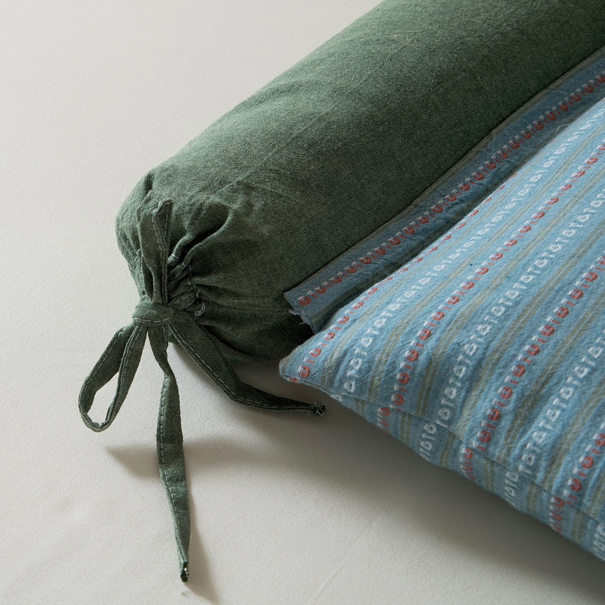 91家纺网 家纺一手货源 找家纺 莉迪娅 2026新款全棉立体条纹荞麦枕枕头枕芯 条纹绿