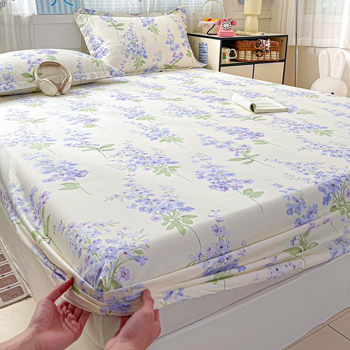 91家纺网 家纺一手货源 找家纺 大柏树 2026新款全棉纯棉13376印花单床笠单品床笠床笠单件 花织梦紫