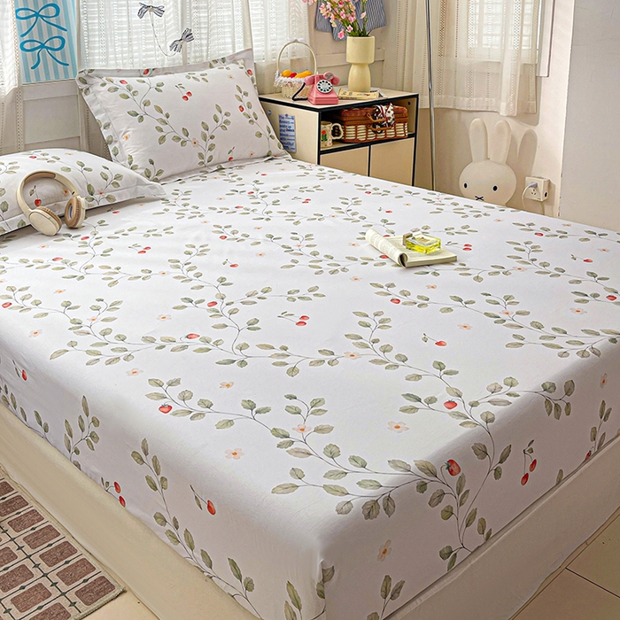 91家纺网 家纺一手货源 找家纺 大柏树 2026新款全棉纯棉13376印花单床笠单品床笠床笠单件 花自红-绿