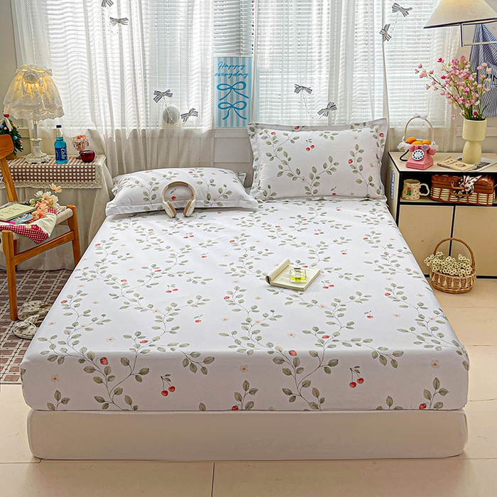 91家纺网 家纺一手货源 找家纺 大柏树 2026新款全棉纯棉13376印花单床笠单品床笠床笠单件 花自红-绿