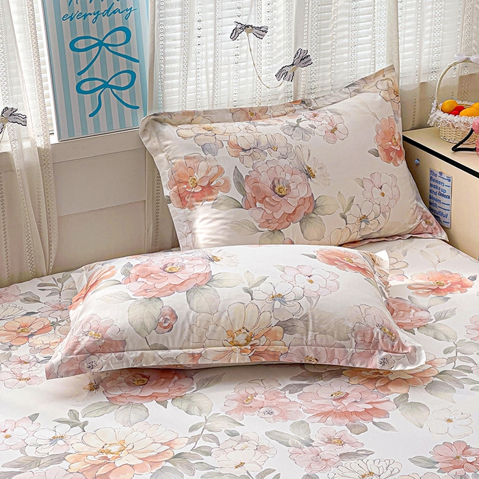 91家纺网 家纺一手货源 找家纺 大柏树 2026新款全棉纯棉13376印花单床笠单品床笠床笠单件 云纱粉