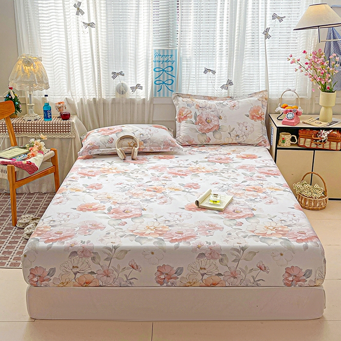 91家纺网 家纺一手货源 找家纺 大柏树 2026新款全棉纯棉13376印花单床笠单品床笠床笠单件 云纱粉