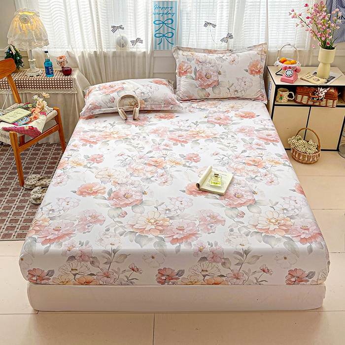 91家纺网 家纺一手货源 找家纺 大柏树 2026新款全棉纯棉13376印花单床笠单品床笠床笠单件 云纱粉