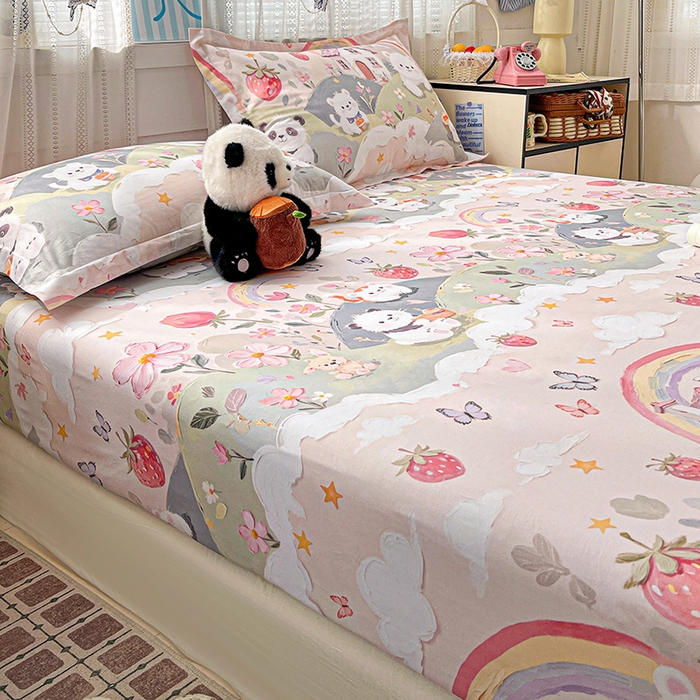 91家纺网 家纺一手货源 找家纺 大柏树 2026新款全棉纯棉13376印花单床笠单品床笠床笠单件 花间小熊